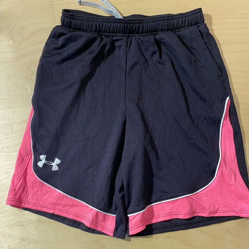 Under Armour Black and Pink Athletic Shorts Size YLG (LW)